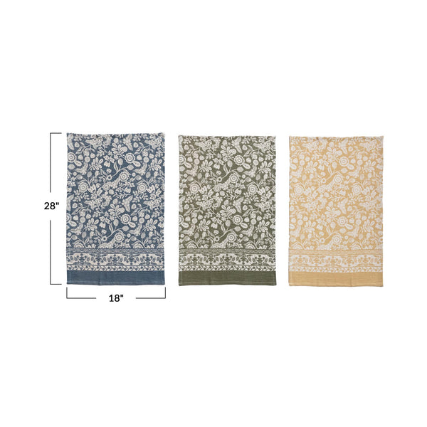 Floral Pattern Cotton Tea Towels Set of 3
