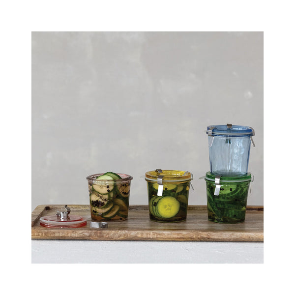 Colorful Glass Food Storage Jars - in use