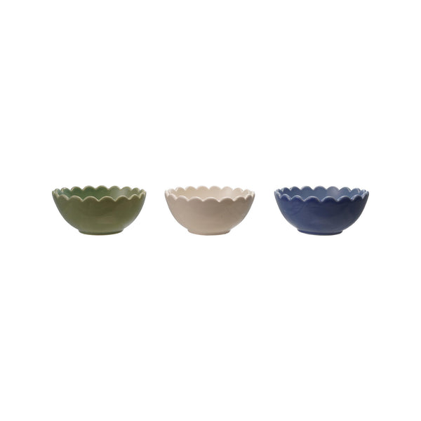 Scalloped Edge Stoneware Small Serving Bowls