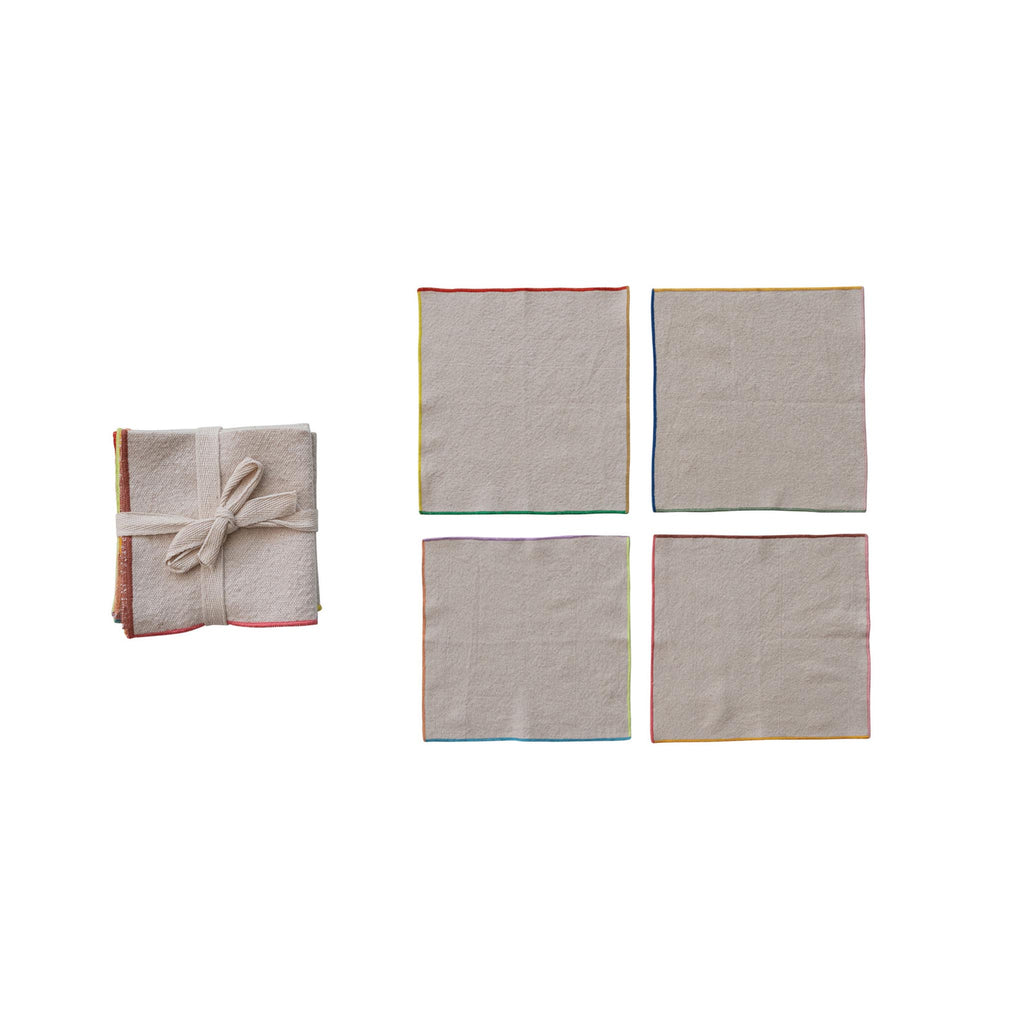 Colored Edge Cotton Dinner Napkin Set of 4