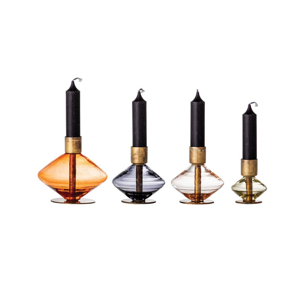 Glass & Metal Taper Candle Holders