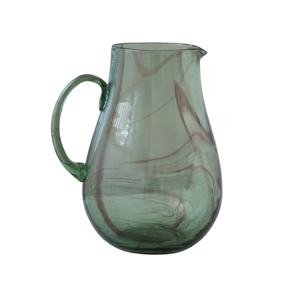 Marbled Green & Purple Glass Pitcher