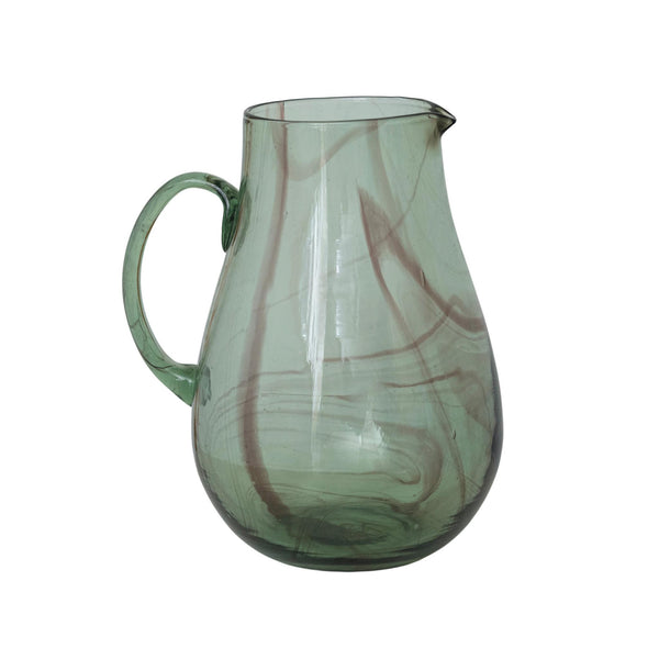Marbled Green & Purple Glass Pitcher