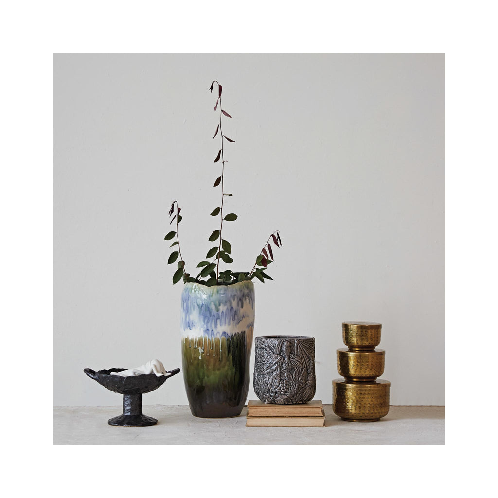 Ethereal Landscape Reactive Glaze Stoneware Vase - in use