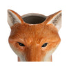 Hand-painted Stoneware Fox Vase - top detail