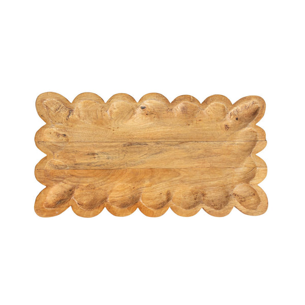Mango Wood Tray with Scalloped Edges