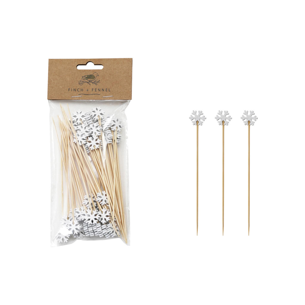 Seasonal Bamboo Picks - Snowflakes