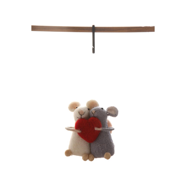 Mouse Pair with Heart Ornament
