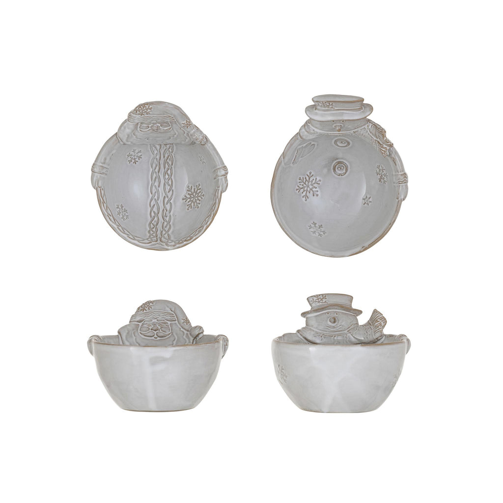 Reactive Glaze Stoneware Santa or Snowman Bowls