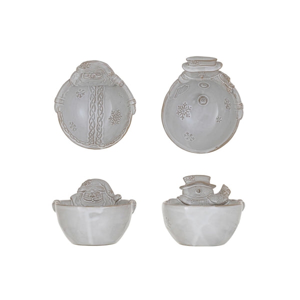 Reactive Glaze Stoneware Santa or Snowman Bowls