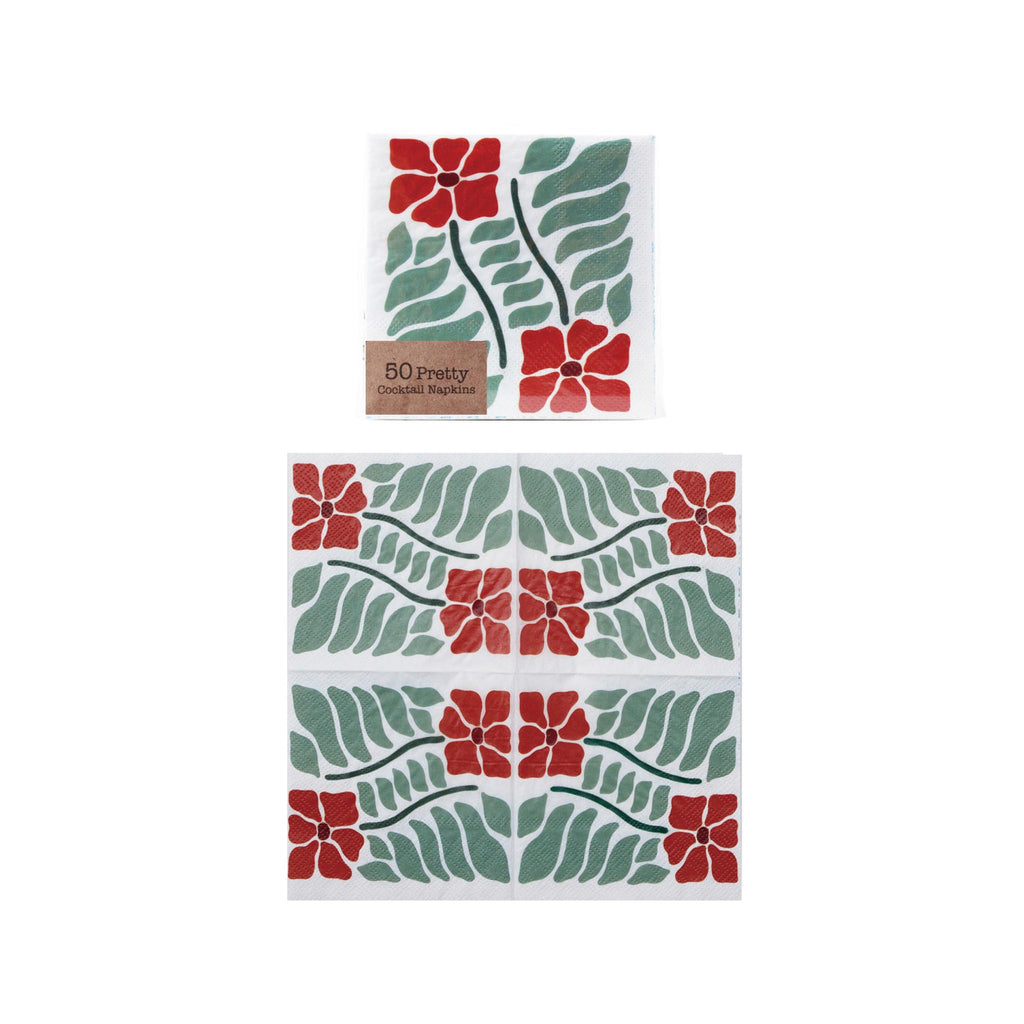Poinsettia 4" Beverage Napkins