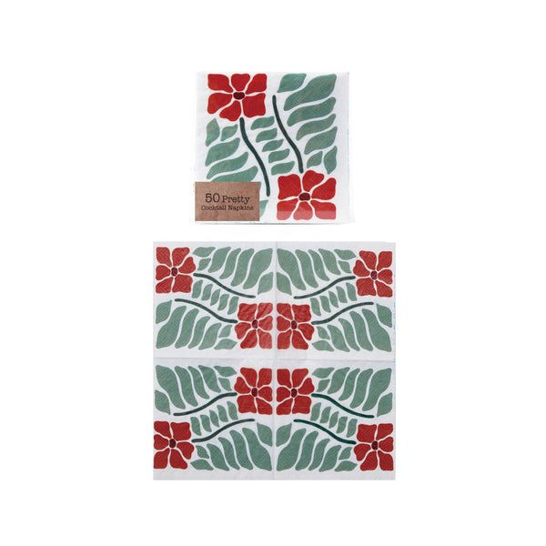 Poinsettia 4" Beverage Napkins