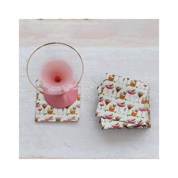 Holiday Cocktails 4" Beverage Napkins - in use