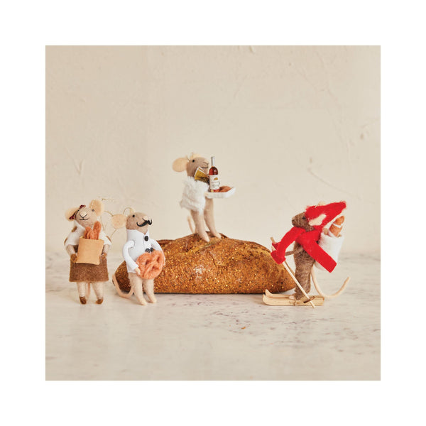 Wool Felt Mice Gourmand Ornaments