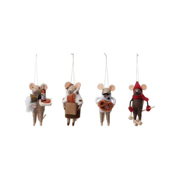 Wool Felt Mice Gourmand Ornaments