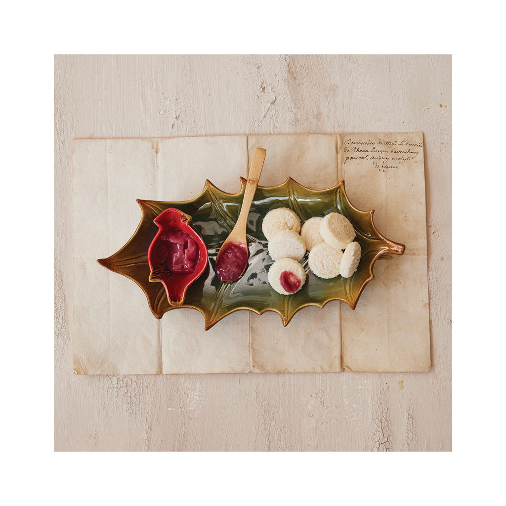 Holly Leaf Appetizer Set - in use