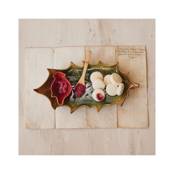Holly Leaf Appetizer Set - in use