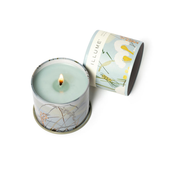 Fresh Sea Salt Vanity Tin Candle - in use