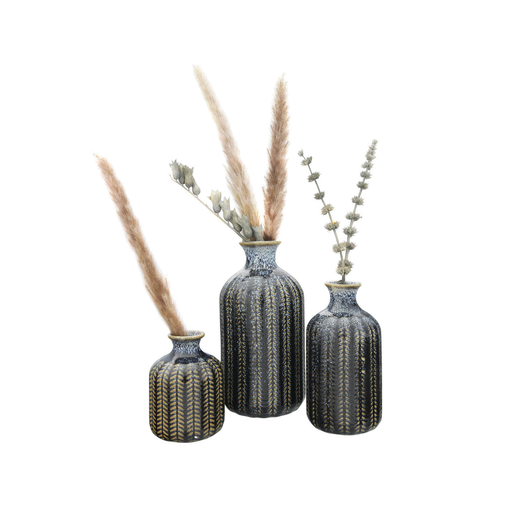 Embossed Stoneware Bud Vases - in use