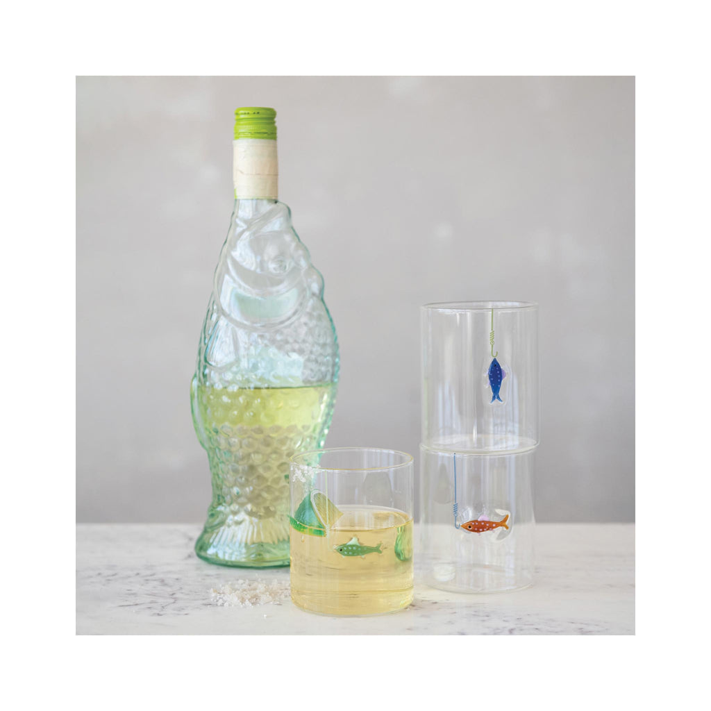 Fish on Hook Drinking Glasses - in use