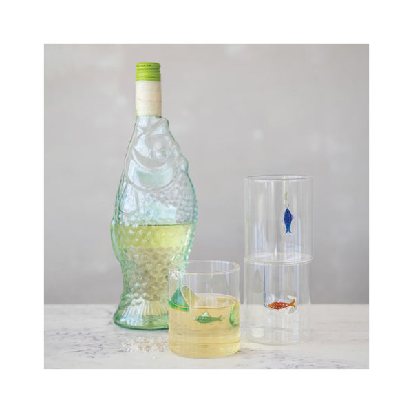 Fish on Hook Drinking Glasses - in use