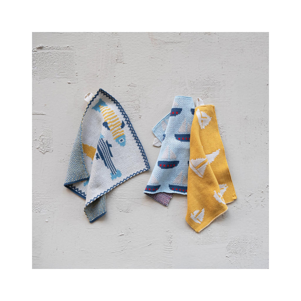 Coastal Themed Knit Cotton Dishcloths