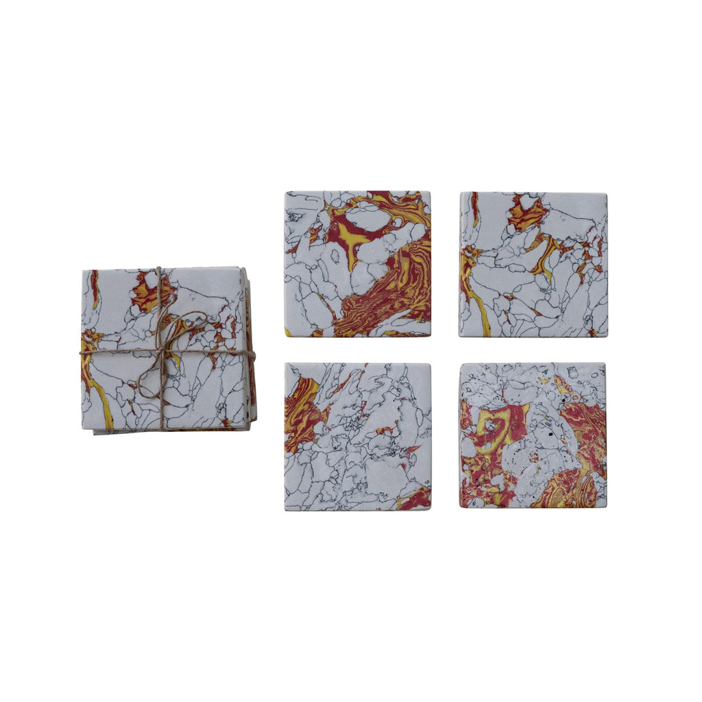 Recycled Stone & Resin Coasters Set of 4
