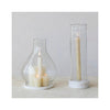 Glass Hurricane with Marble Base Taper Holder  - in use in grouping (on right)