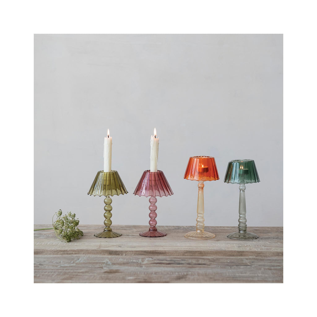 Glass Ribbed Table Light Tealight Holders - in grouping