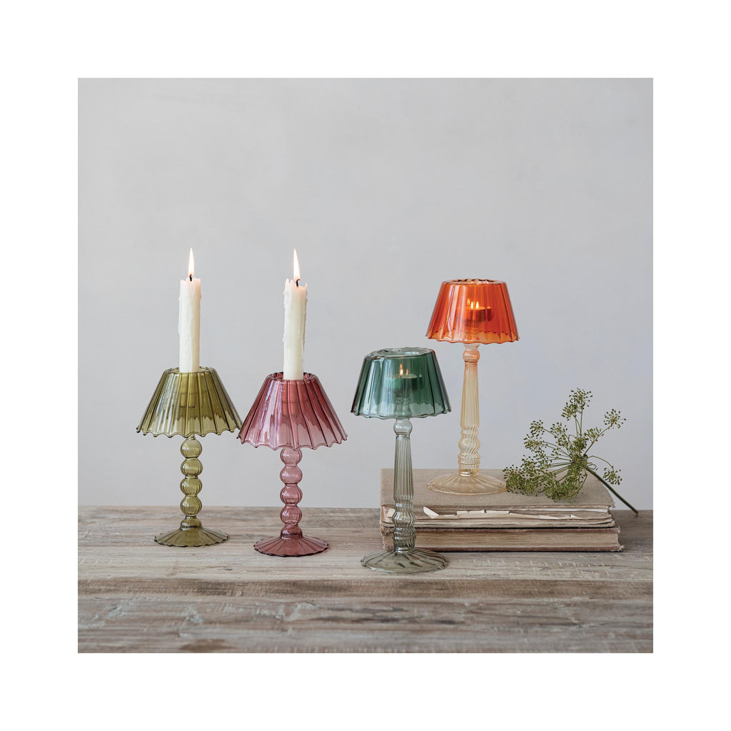Glass Ribbed Table Light Tealight Holders - in grouping
