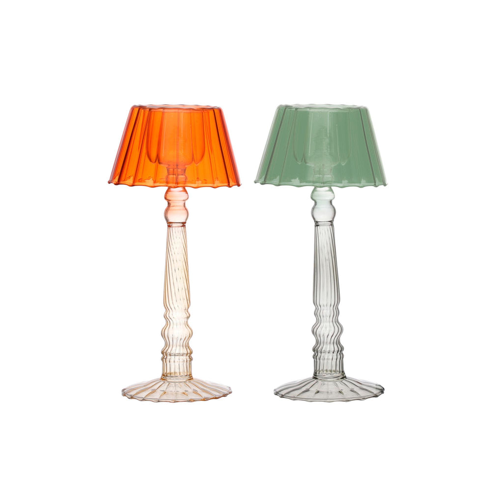Glass Ribbed Table Light Tealight Holders