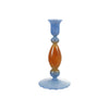 Glass Two-Tone Taper Holder - Blue & Brown