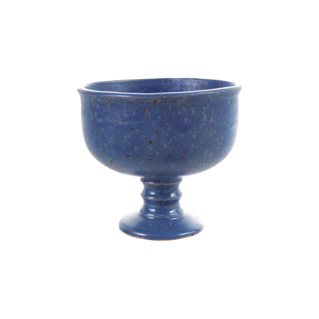 French Blue Stoneware Pedestal Bowl