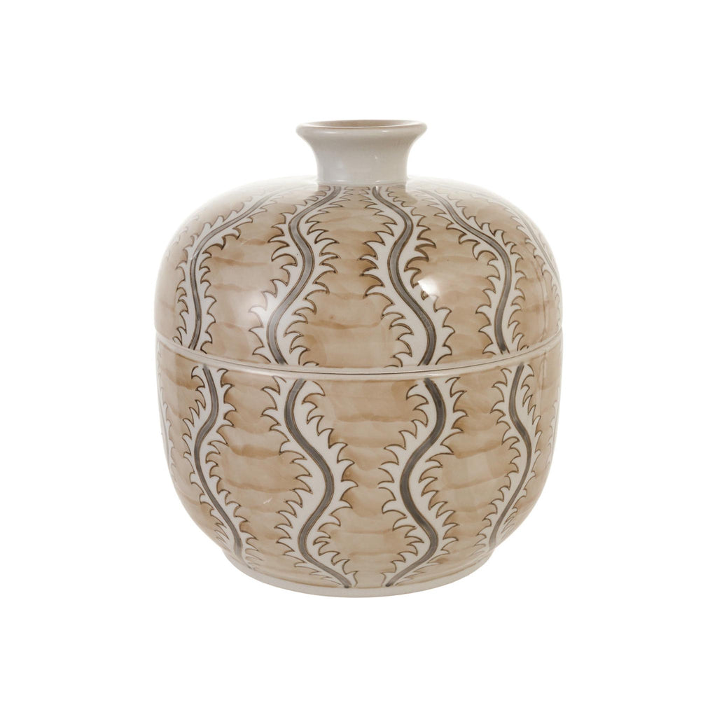 Decorative Hand-Painted Stoneware Jar