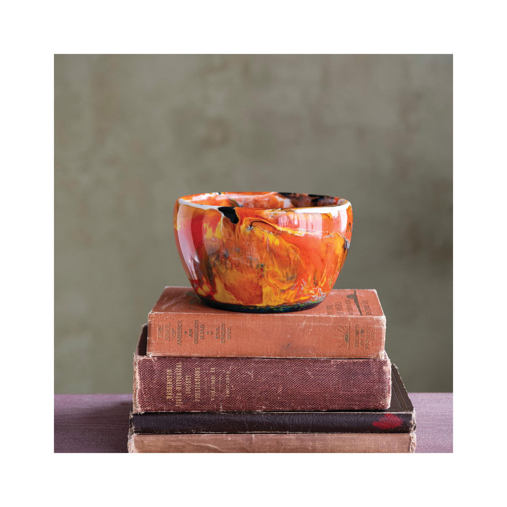 Marbled Resin Bowl - on books