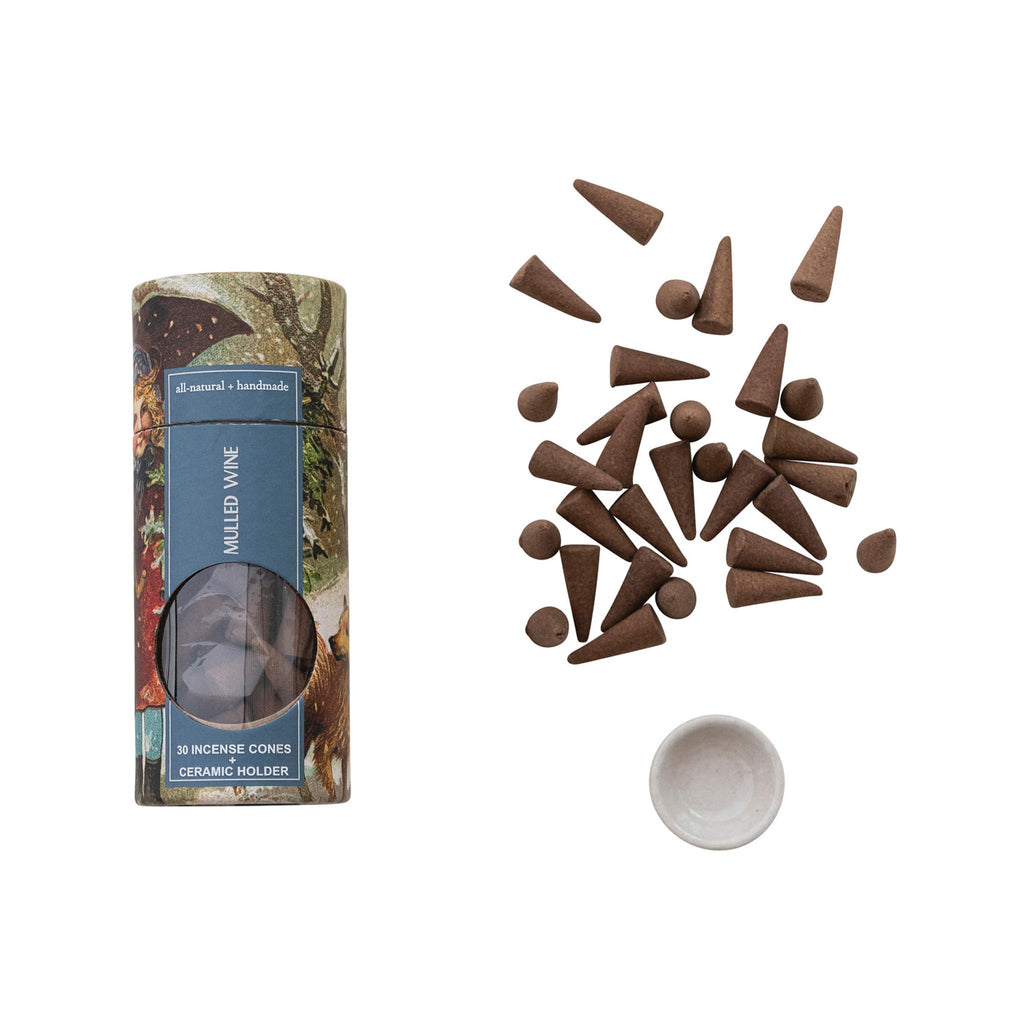 Scented Incense Cones with Holder - Mulled Wine