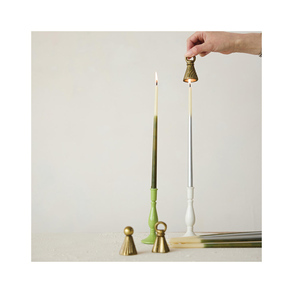 Cast Aluminum Bell Shaped Candle Snuffers - in use