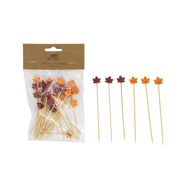 Leaf Shaped Bamboo Picks Set of 50