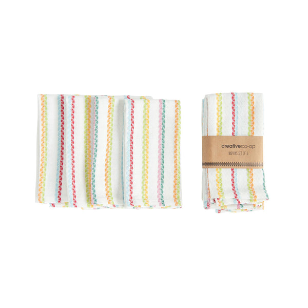 Woven Cotton Bright Striped Napkins Set of 4