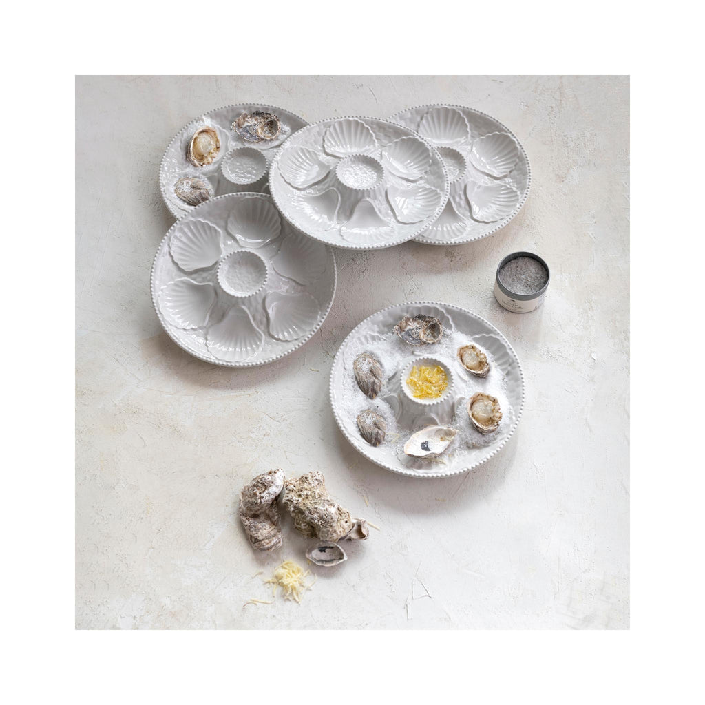Stoneware Oyster Plates - in use