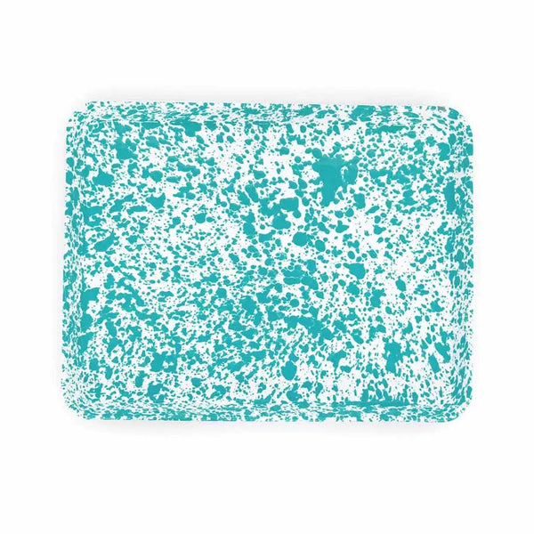 Splatter Enamelware Large Rectangle/Jelly Roll Trays - Turquoise