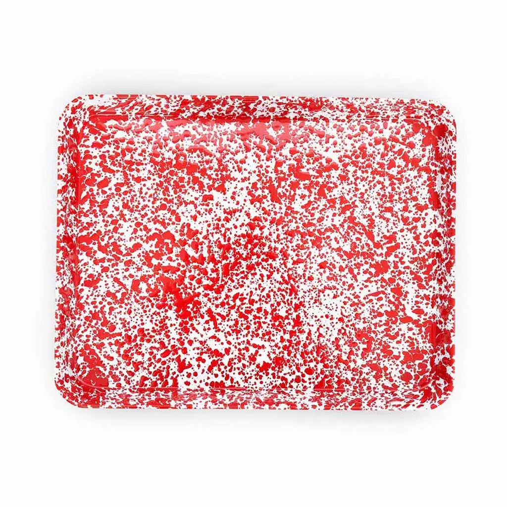 Splatter Enamelware Large Rectangle/Jelly Roll Trays - Red