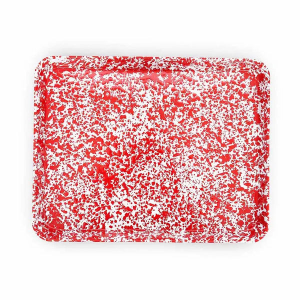 Splatter Enamelware Large Rectangle/Jelly Roll Trays - Red