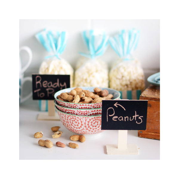 Orange & Blue Swirls Stamped Bowl - Medium - in use