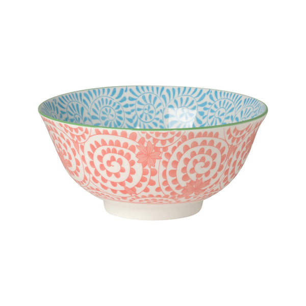 Orange & Blue Swirls Stamped Bowl - Medium