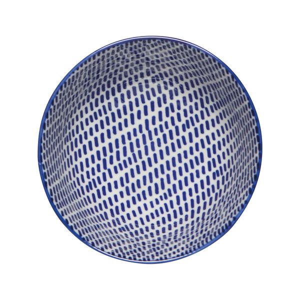 Orange & Blue Blossom Stamped Bowl - Small - interior