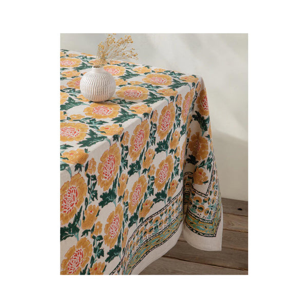 Goldenrise Block Print Tablecloth