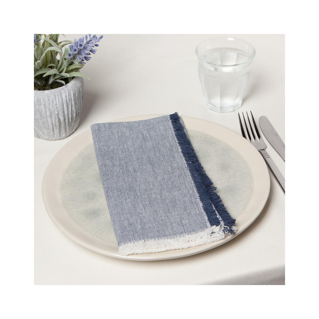 Chambray Heirloom Napkins Set of 4 - Midnight - on plate