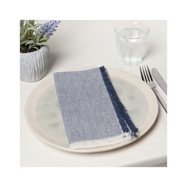 Chambray Heirloom Napkins Set of 4 - Midnight - on plate