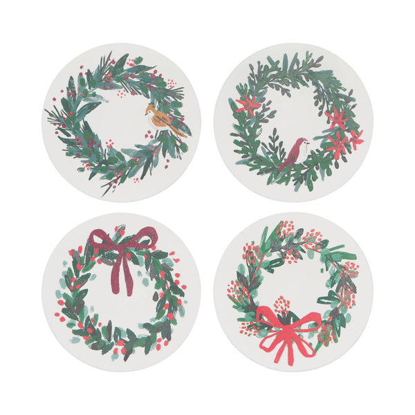 Wreaths Soak Up Christmas Coasters Set of 4